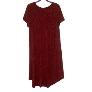 LuLaRoe Elegant Large Carly with Sparkles and Pocket In Cabernet